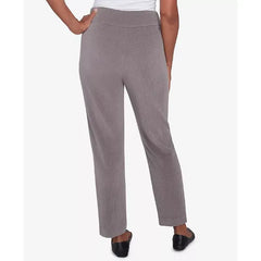Alfred Dunner Petite Copenhagen Knit Corduroy Faux Fly Pull On Average Length Pants, Graphit , Size 16P