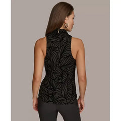Women's Velvet Burnout Sleeveless Top Macy's-Black