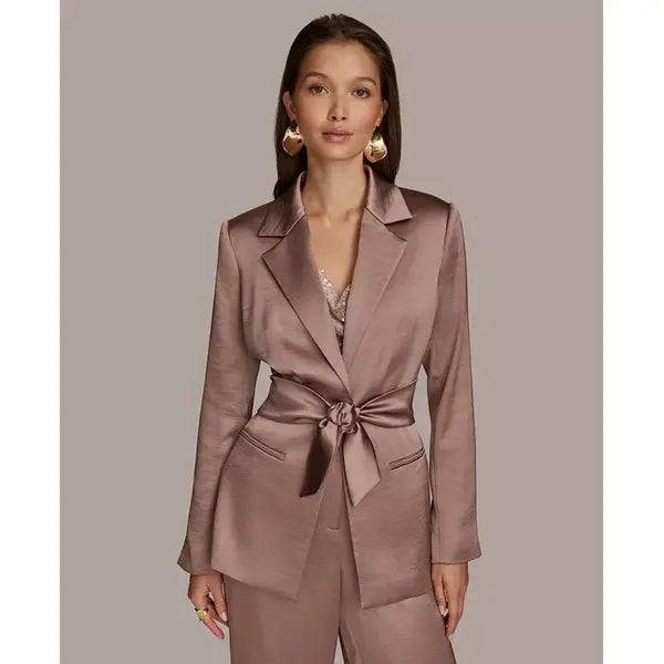 Macy's Women's Charmeuse Tie-Front Jacket-Mink