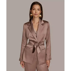 Macy's Women's Charmeuse Tie-Front Jacket-Mink