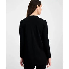 Anne Klein Womens Napa Fine Rib Pocket Cardigan, Cozy Stylish Layer for Casual or Office Wear