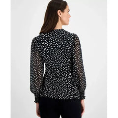 Anne Klein Womens Floral Print Smocked Wrap Top, Elegant Feminine Blouse for Day or Night