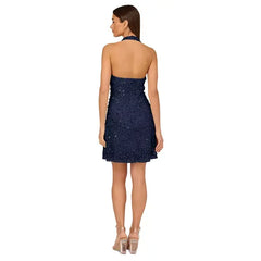 Adrianna Papell Women's Beaded Halter Dress, Perfect for Evening Wear, Twilight , Size 12