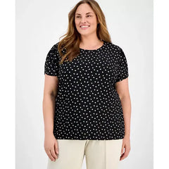 Anne Klein Plus Size Printed Tulip Sleeve Top, Stylish and Comfortable Blouse for Curvy Women
