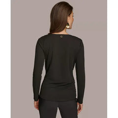 Macy's Donna Karan Women's Long-Sleeve Cowl-Neck Blouse-Black