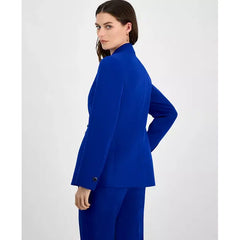 Petite One-Button Notch-Collar Zip-Pocket Blazer,Created by Macy's-Vibrant cobalt