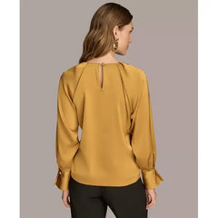 Macy's Women's Chain-Hardware Long-Sleeve Blouse-Gold