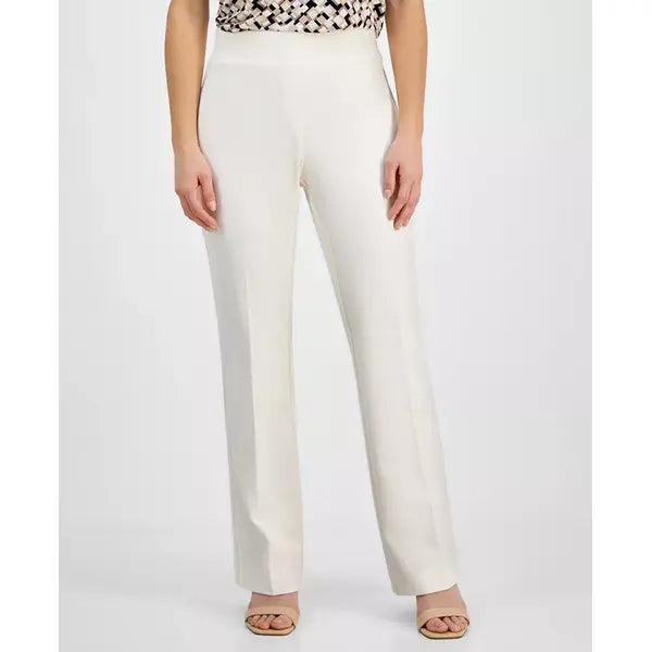 Anne Klein Petite Pull On Crepe Trousers, Stylish Comfortable Womens Pants, Anne White
