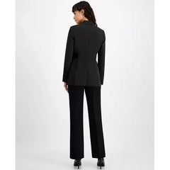Women's Contrast Tab One-Button Blazer, Created for Macy's-Black