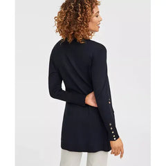 Women's Button-Sleeve Flyaway Cardigan, XS-4X, Created for Macy's-Deep black