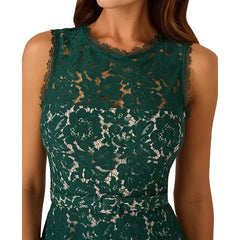 Adrianna Papell Womens Sleeveless Lace Midi Dress, Elegant Special Occasion or Evening Outfit