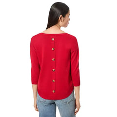 Macy's Women's Boat-Neck Button-Back Sweater-Red