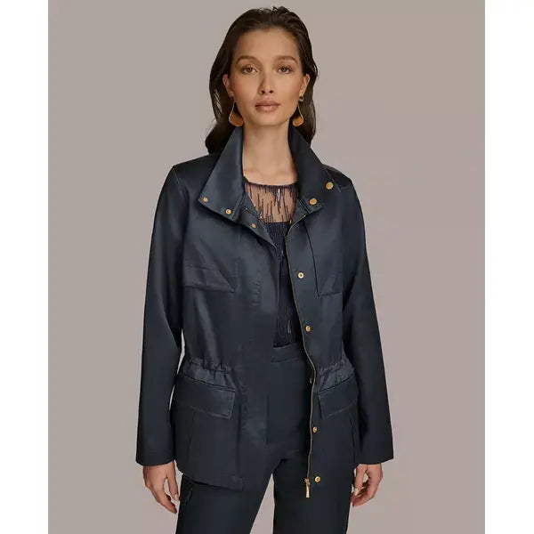 Women's Zip-Front Satin Jacket, Created by Macy's-Nightfall