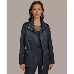 Women's Zip-Front Satin Jacket, Created by Macy's-Nightfall
