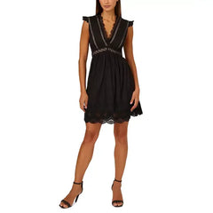 Adrianna Papell Womens Flutter Sleeve Mini Dress for Casual Outings, Black , Size 16