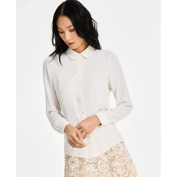 Anne Klein Women's Collared Button Front Shirt, Stylish and Elegant Women's Shirt
