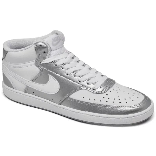 Nike Women's Court Vision Mid Casual Sneakers from Finish Line - White, Silver