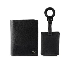 Calvin Klein Men's Leather Passport Wallet with Airtag Holder Luggage Tag, 2-Piece Set