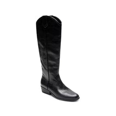 Aerosoles Womens Cadence Tall Cowboy Boot, Stylish Comfortable Western Boots, Black Burnished Leather