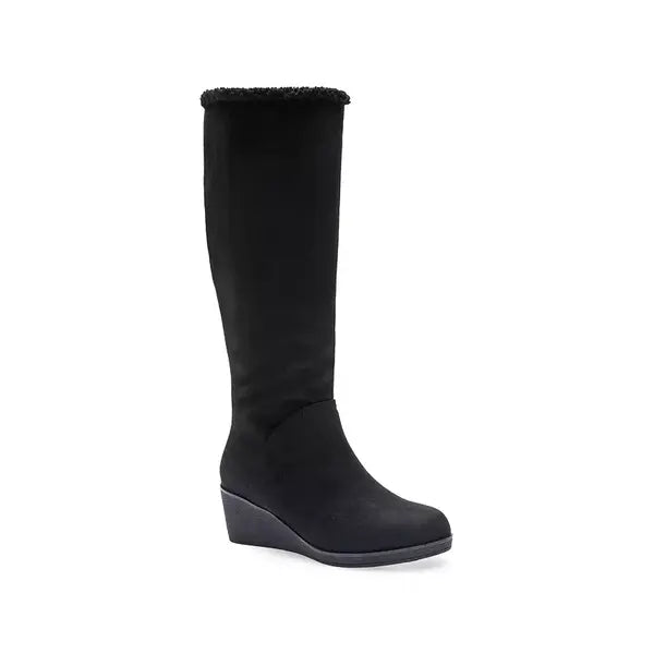 Aerosoles Binocular Womens Shearling Tall Wedge Boots, Warm Stylish Comfortable Winter Footwear