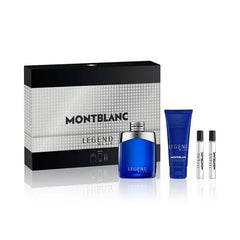 Montblanc Men's 4 Piece Legend Blue Eau de Parfum Gift Set , Premium Fragrance Collection