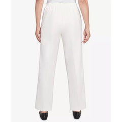 Alfred Dunner Women's Copenhagen Soft Heather Microfiber Short Length Pants, Winter White