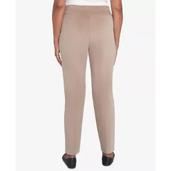Alfred Dunner Women's Telluride Modern Corduroy Faux Fly Front Average Length Pants, Fawn