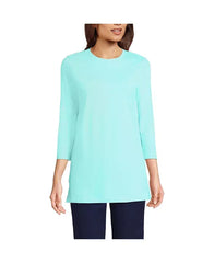 Macy's Women's 3/4 Sleeve Cotton Supima Tunic-Pale aqua ice