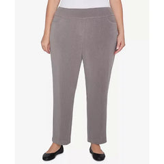 Alfred Dunner Plus Size Copenhagen Knit Corduroy Faux Fly Pull On Short Length Pants, Graphite