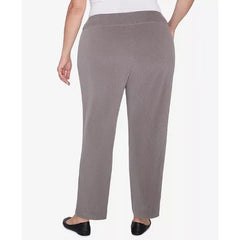 Alfred Dunner Plus Size Copenhagen Knit Corduroy Faux Fly Pull On Short Length Pants, Graphite