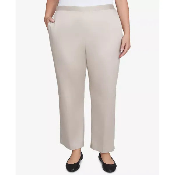 Alfred Dunner Plus Size Coming Up Roses Sateen Woven Average Length Pants