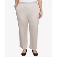 Alfred Dunner Plus Size Coming Up Roses Sateen Woven Average Length Pants