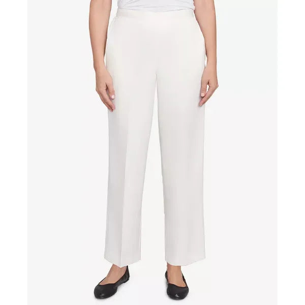 Alfred Dunner Women's Copenhagen Soft Heather Microfiber Short Length Pants, Winter White