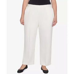 Alfred Dunner Plus Size Copenhagen Soft Heather Microfiber Short Length Pants, Winter White