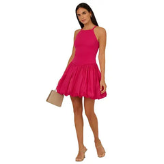 Adrianna Papell Womens Bubble Hem Sleeveless Dress, Stylish Party or Special Occasion Outfit, Bright Rose