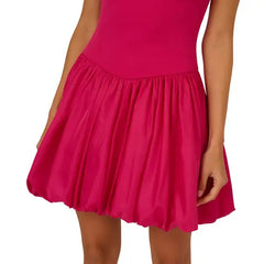 Adrianna Papell Womens Bubble Hem Sleeveless Dress, Stylish Party or Special Occasion Outfit, Bright Rose