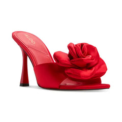 ALDO Women's Redrose Slip On Sandals, Comfortable Flats for Summer, Red Satin