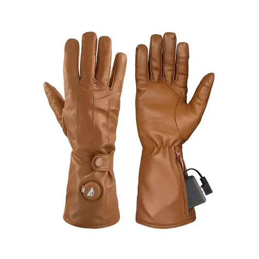 ActionHeat 5V Battery Heated Leather Dress Glove, Stylish and Warm Winter Gloves, TAN