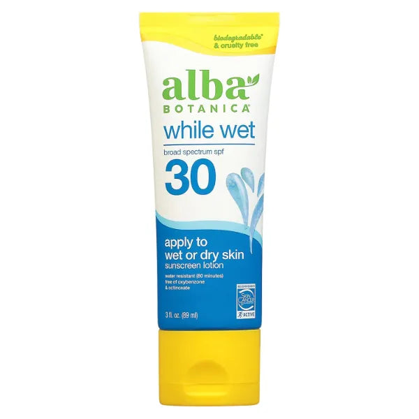 Alba Botanica Sunscreen Lotion While Wet SPF 30, 3 Fl Oz