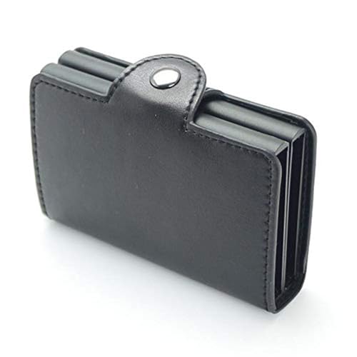 eWINNER Black fashion PU Leather aluminium slim Secure ID wallet Slim Card Holder for Men Women Auto Pop Up RFID Blocking Credit Card Holder Money Clip Wallet Holds 14 Cards
