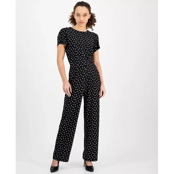 Anne Klein Pull On Wide Leg Dot Print Pants Regular and Petite, Stylish Comfortable Womens Bottoms