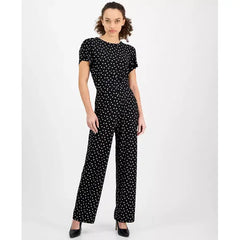 Anne Klein Pull On Wide Leg Dot Print Pants Regular and Petite, Stylish Comfortable Womens Bottoms