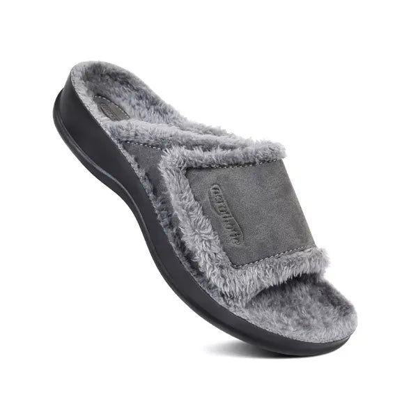 Aerothotic Hadley Cozy Faux Fur Slipper, Warm Comfortable Indoor Footwear for Women