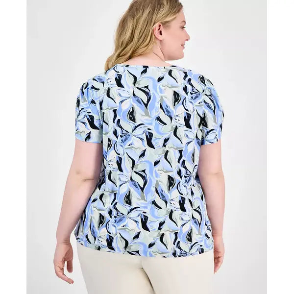 Anne Klein Plus Size Printed Tulip Sleeve Top, Stylish and Comfortable Blouse for Curvy Women