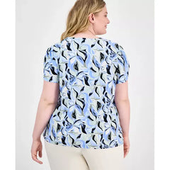 Anne Klein Plus Size Printed Tulip Sleeve Top, Stylish and Comfortable Blouse for Curvy Women