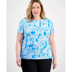 Anne Klein Plus Size Printed Tulip Sleeve Top, Stylish and Comfortable Blouse for Curvy Women
