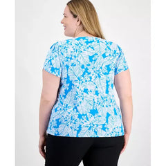 Anne Klein Plus Size Printed Tulip Sleeve Top, Stylish and Comfortable Blouse for Curvy Women