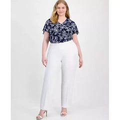 Anne Klein Plus Size Grace Pull On Pants, Comfortable and Stylish Bottoms, Bright White