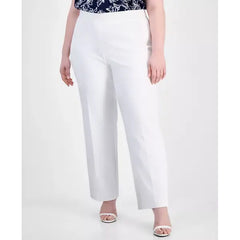 Anne Klein Plus Size Grace Pull On Pants, Comfortable and Stylish Bottoms, Bright White