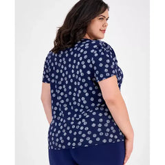Anne Klein Plus Size Printed Tulip Sleeve Top, Stylish and Comfortable Blouse for Curvy Women